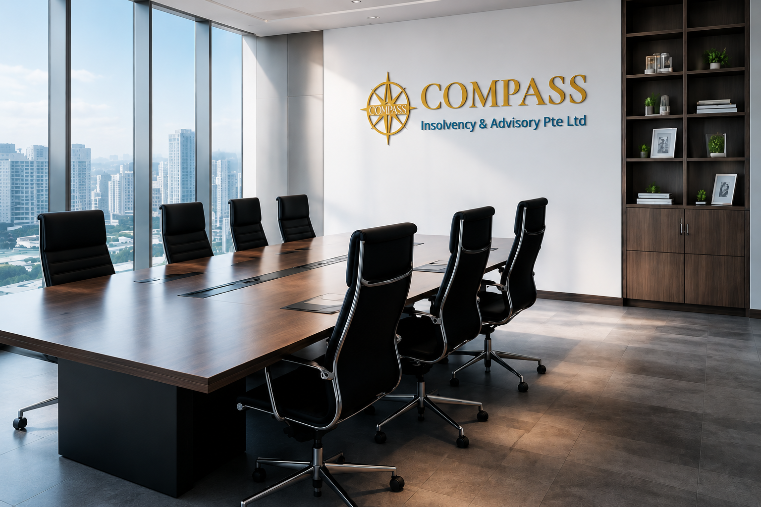 Compass advisory team reviewing complex insolvency materials